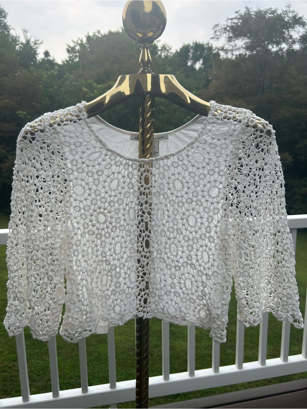 American Rage CIE White Crochet Openwork Women's Top
